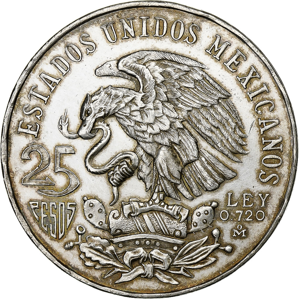 Mexico, 25 Pesos, 1968, Mexico, Silver, AU(50-53), KM:479.1