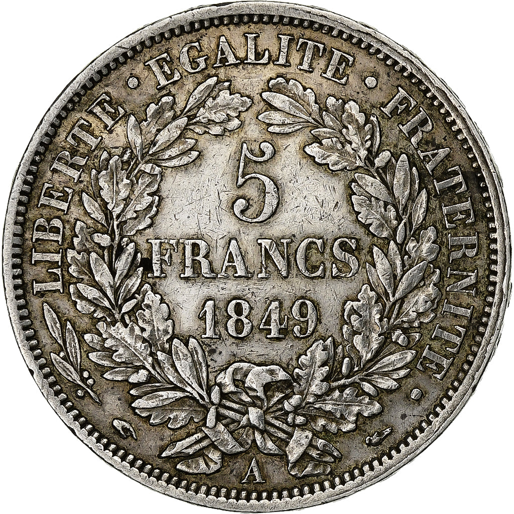 França, 5 Francs, Cérès, 1849, Paris, Prata, EF(40-45), Gadoury:719, KM:761.1