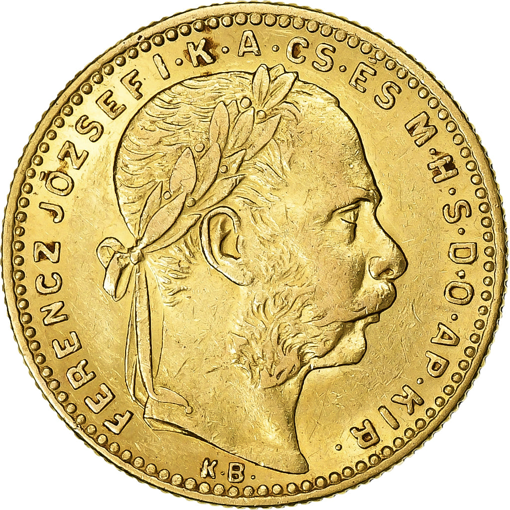 Węgry, Franz Joseph I, 8 Forint 20 Francs, 1889, Kormoczbanya, Złoto
