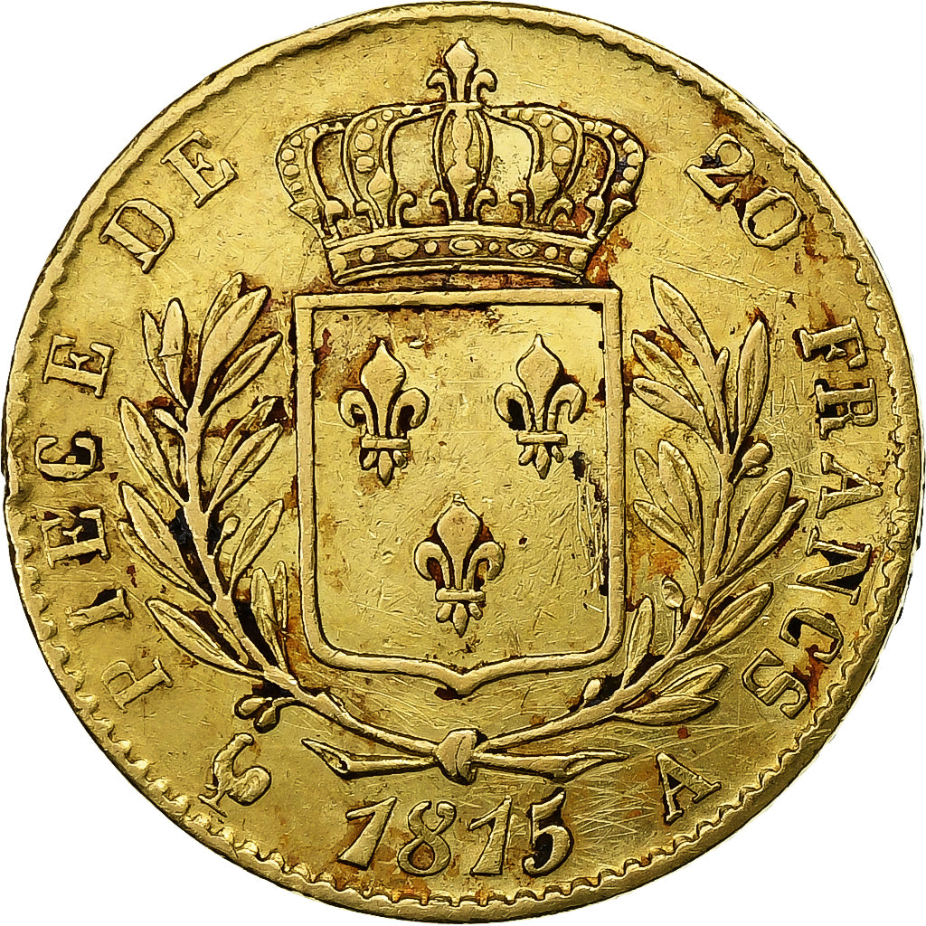 France, Louis XVIII, 20 Francs, 1815, Paris, Or, TTB+, Gadoury:1026, KM:706.1
