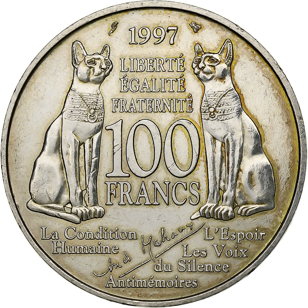 Frankrijk, 100 Francs, André Malraux, 1997, Zilver, PR, Gadoury:954, KM:1188