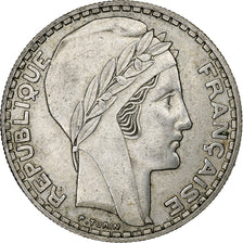 France, 20 Francs, Turin, 1933, Paris, Rameaux longs, Silver, EF(40-45)