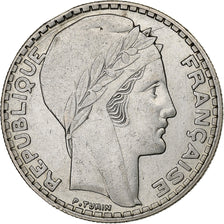France, 20 Francs, Turin, 1933, Paris, Rameaux longs, Silver, AU(50-53)