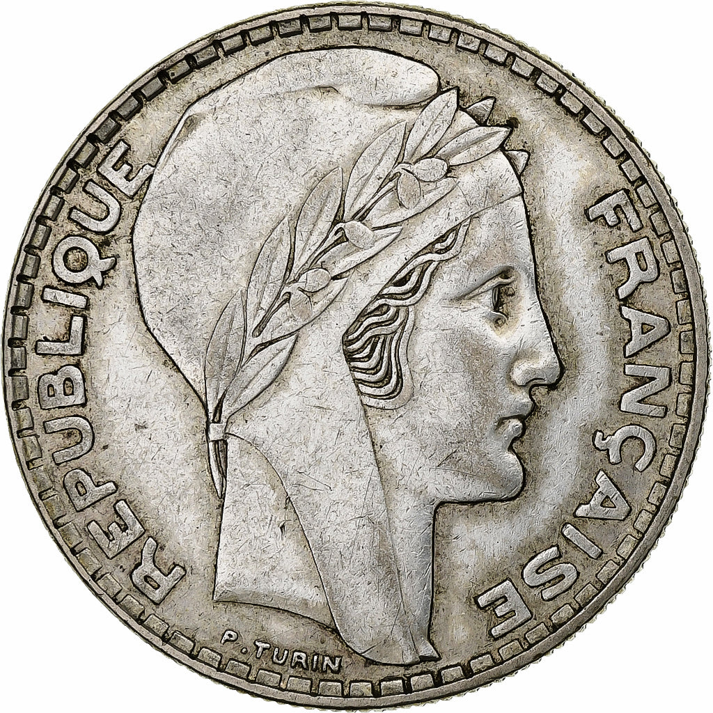 Francia, 20 Francs, Turin, 1934, Paris, Plata, MBC, Gadoury:852, KM:879