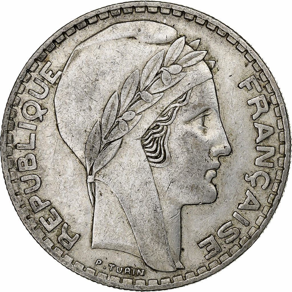 France, 20 Francs, Turin, 1938, Paris, Silver, EF(40-45), Gadoury:852, KM:879