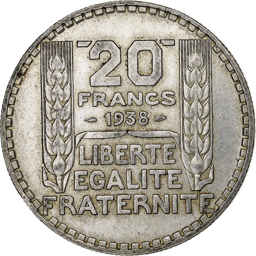 Frankrijk, 20 Francs, Turin, 1938, Paris, Zilver, ZF+, Gadoury:852, KM:879