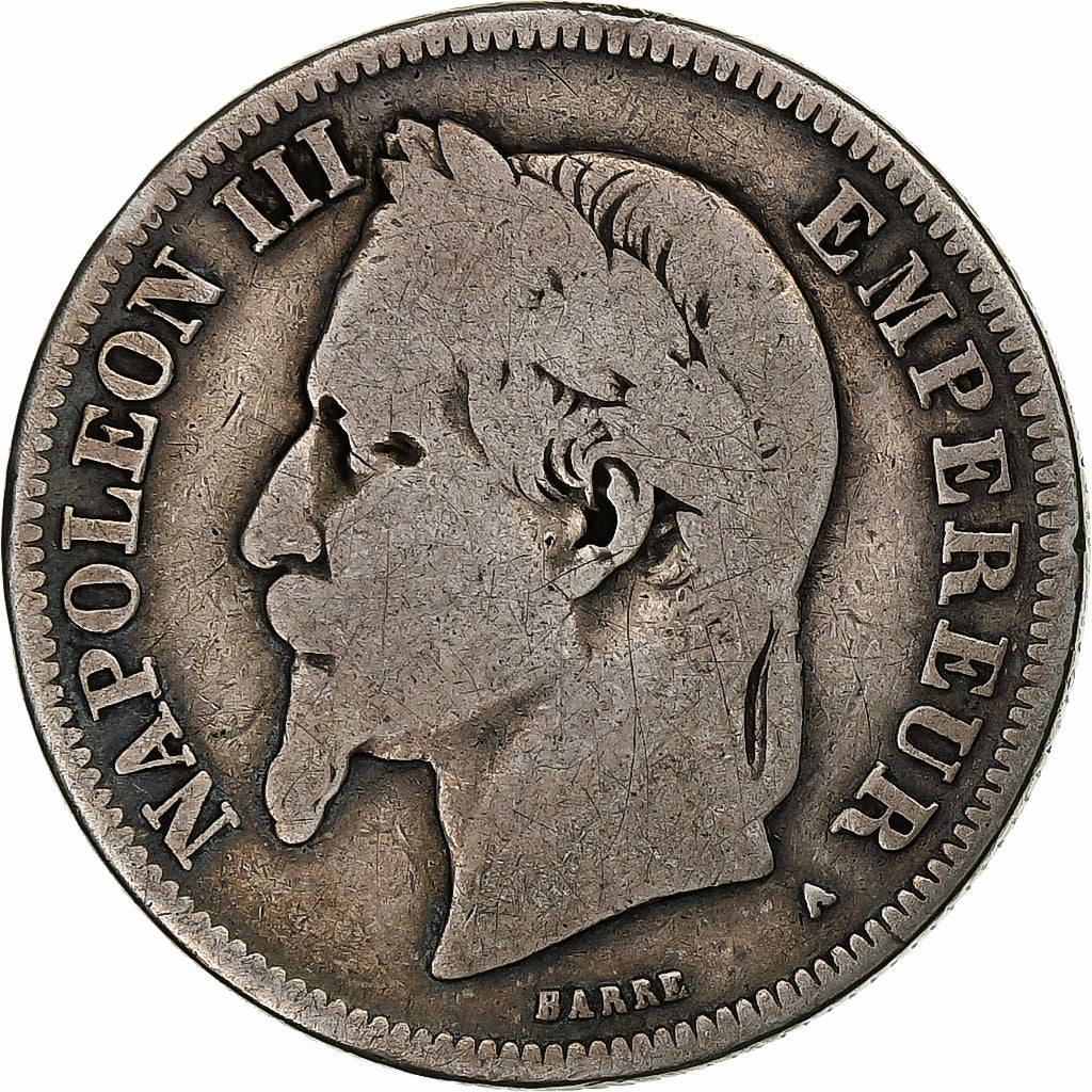France, Napoleon III, 2 Francs, 1869, Paris, Silver, VF(20-25), Gadoury:527