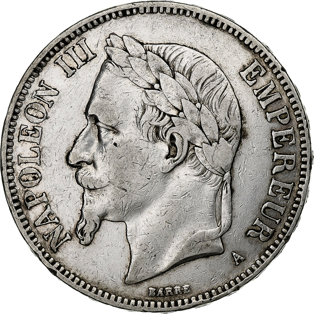 France, Napoleon III, 5 Francs, 1870, Paris, Silver, EF(40-45), Gadoury:739