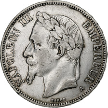 France, Napoleon III, 5 Francs, 1870, Paris, Silver, EF(40-45), Gadoury:739