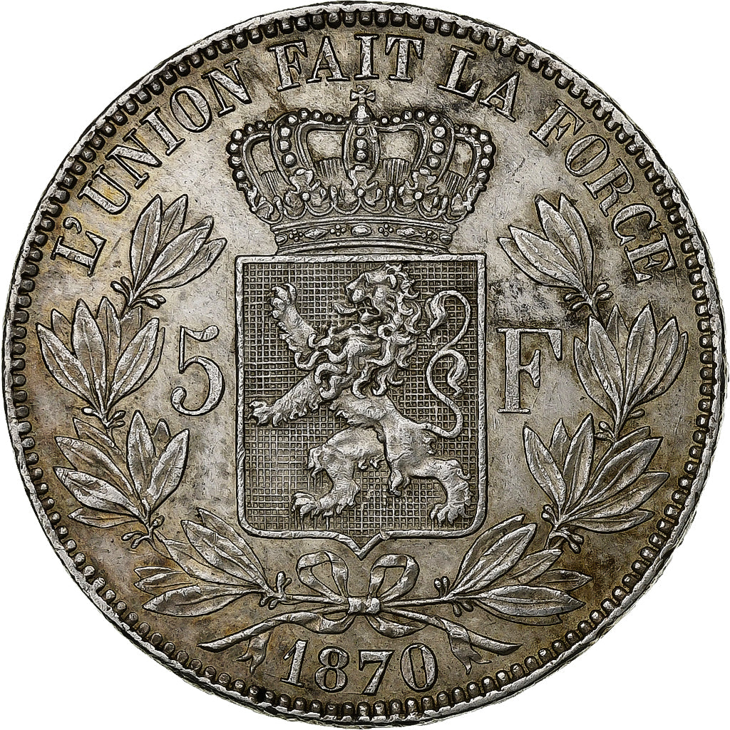 Belgium, Leopold II, 5 Francs, 5 Frank, 1870, Silver, AU(50-53), KM:24