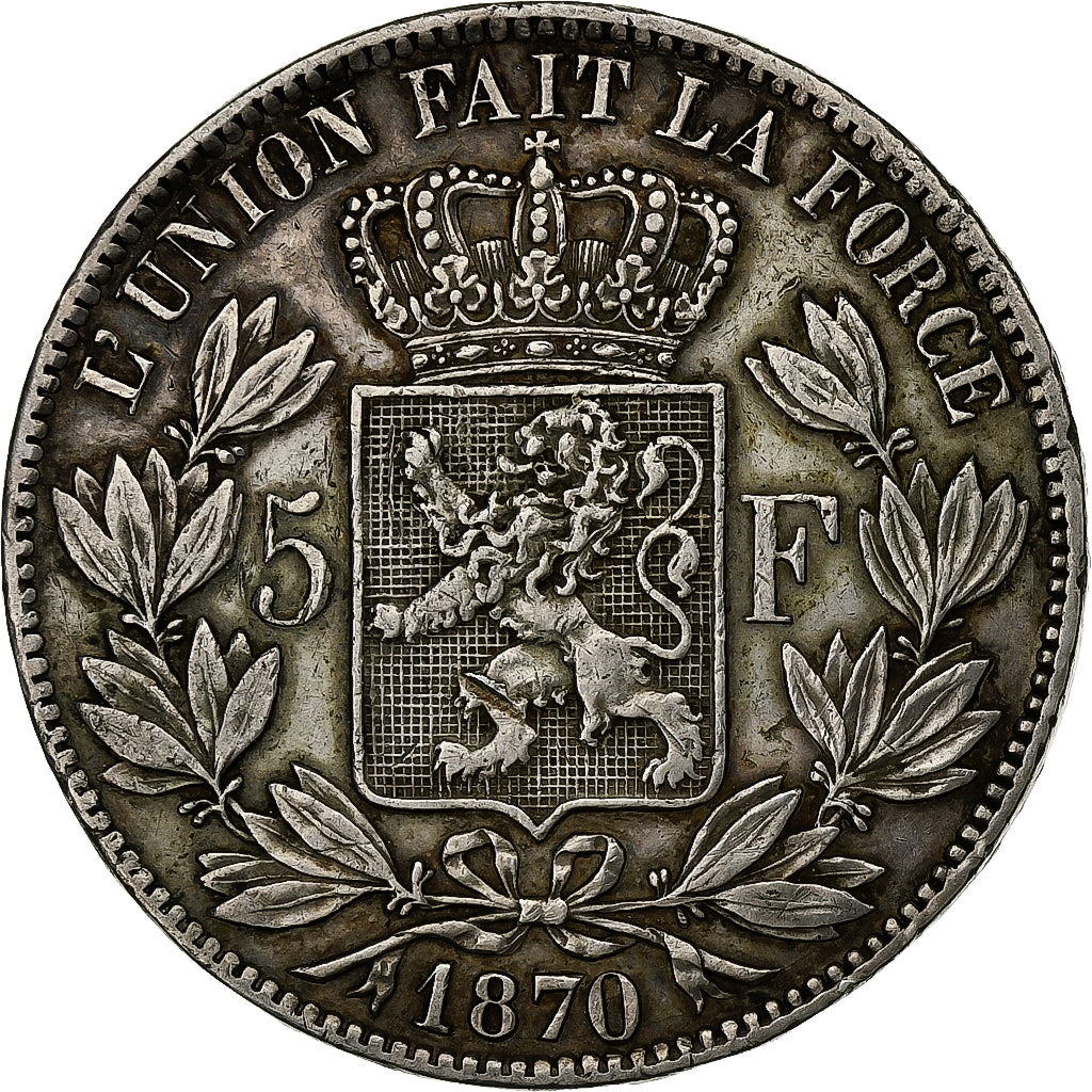 Belgium, Leopold II, 5 Francs, 5 Frank, 1870, Silver, AU(50-53), KM:24