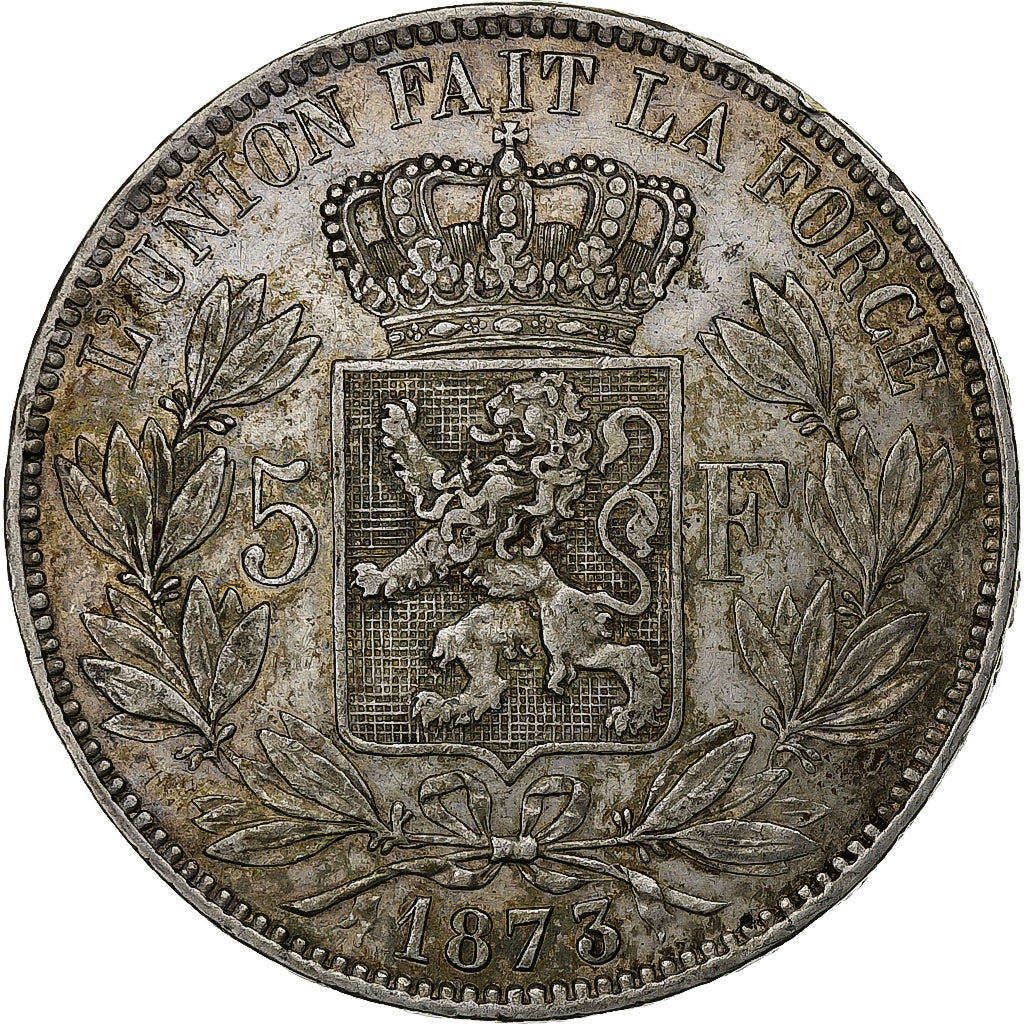 Belgium, Leopold II, 5 Francs, 5 Frank, 1873, Silver, AU(50-53), KM:24