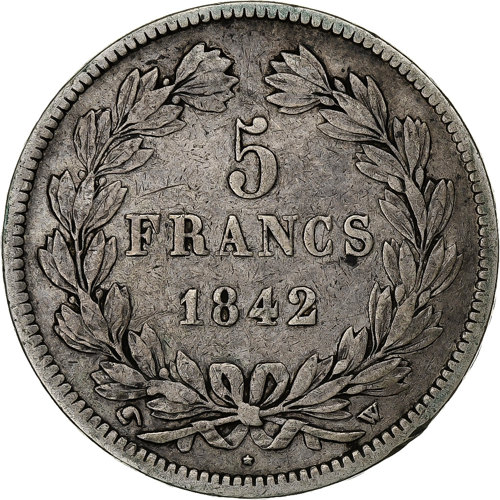 France, 5 Francs, Louis-Philippe, 1842, Lille, Silver, VF(30-35), Gadoury:678