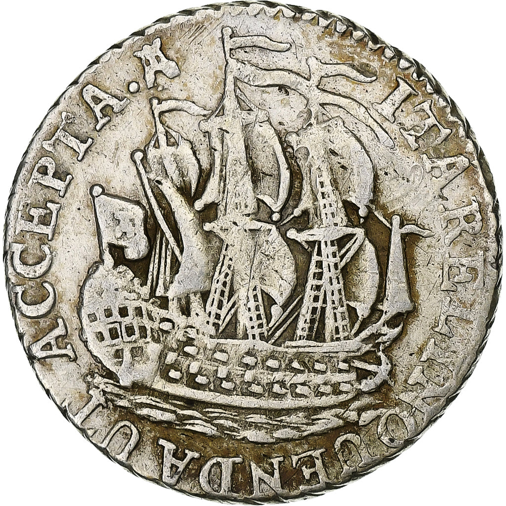 Netherlands, ZEELAND, 6 Stuivers, Scheepjesschelling, 1791, Silver, VF(30-35)