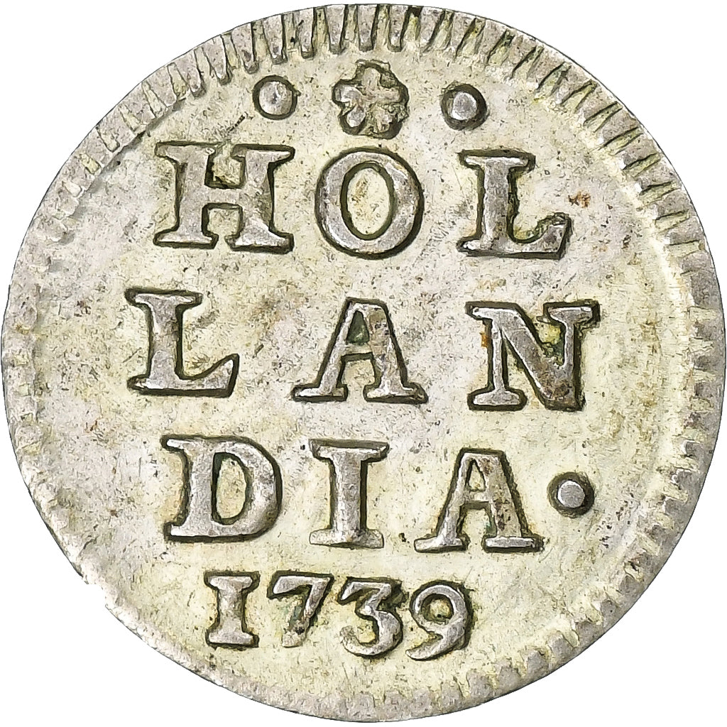 Holandia, UTRECHT, Duit, 1739, Srebro, EF(40-45), KM:91a