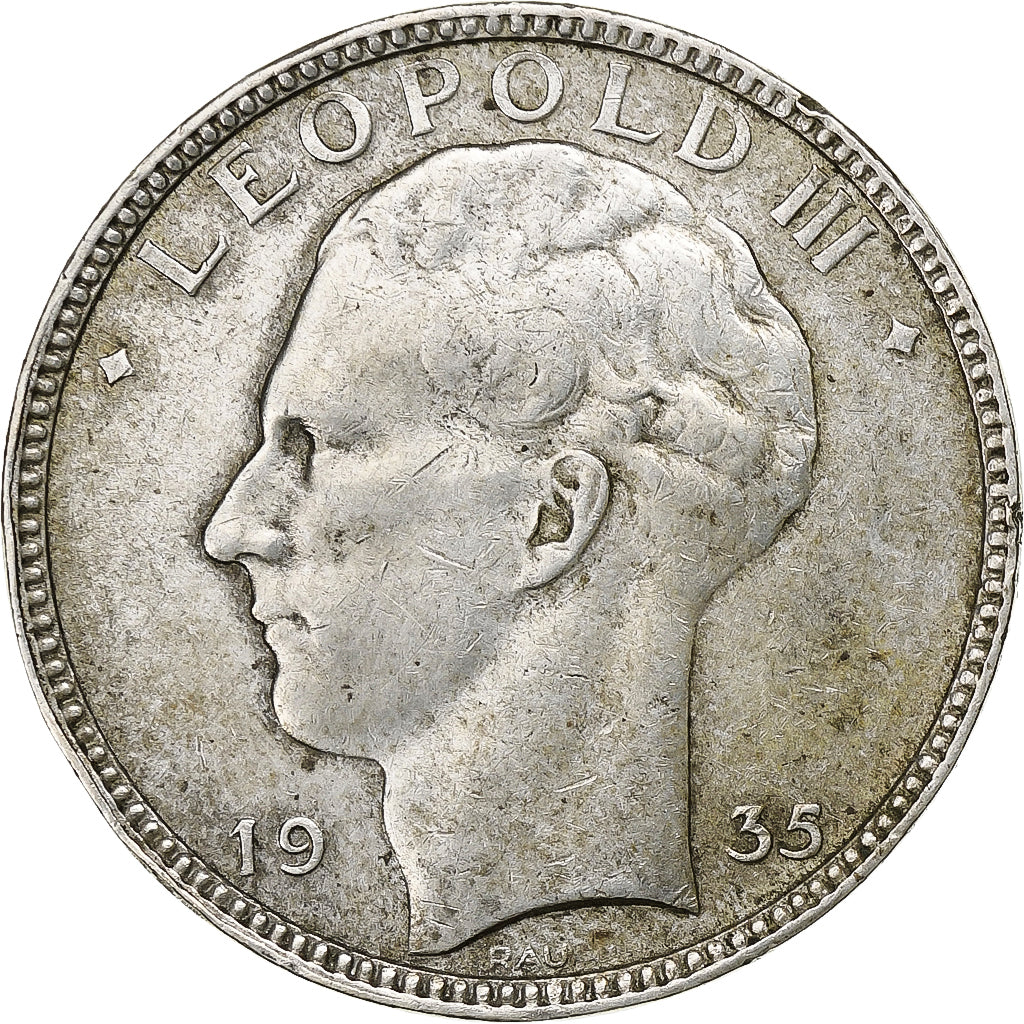 Belgium, Leopold III, 20 Francs, 20 Frank, 1935, Silver, EF(40-45), KM:105