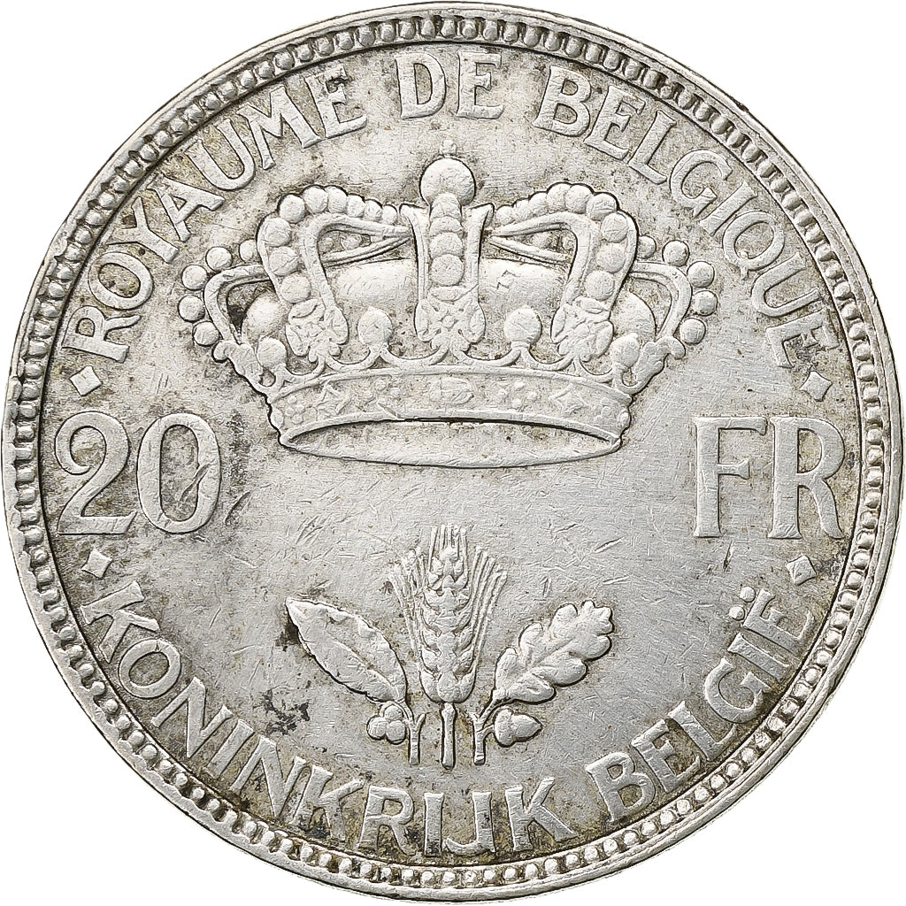 Belgium, Leopold III, 20 Francs, 20 Frank, 1935, Silver, EF(40-45), KM:105