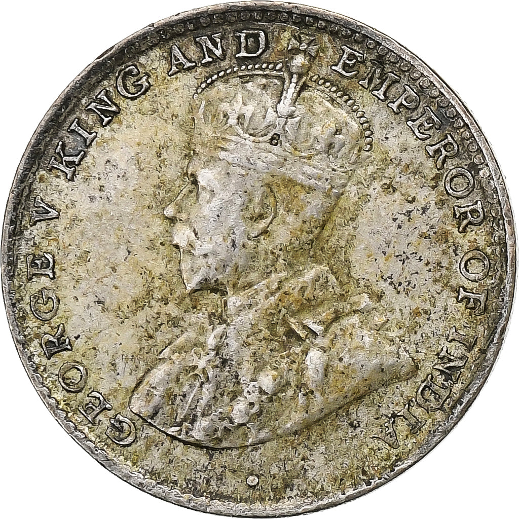 Ceilão, George V, 10 Cents, 1920, Prata, EF(40-45), KM:104a
