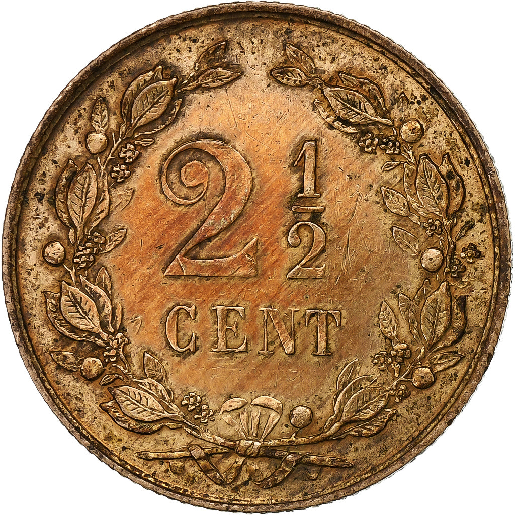 Países Baixos, William III, 2-1/2 Cent, 1881, Utrecht, Bronze, AU(50-53)