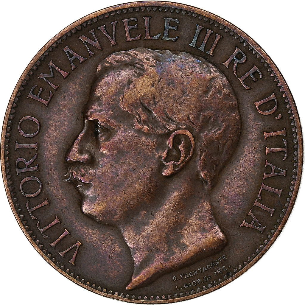 Italia, Vittorio Emanuele III, 10 Centesimi, 1911, Rome, Bronzo, BB, KM:51