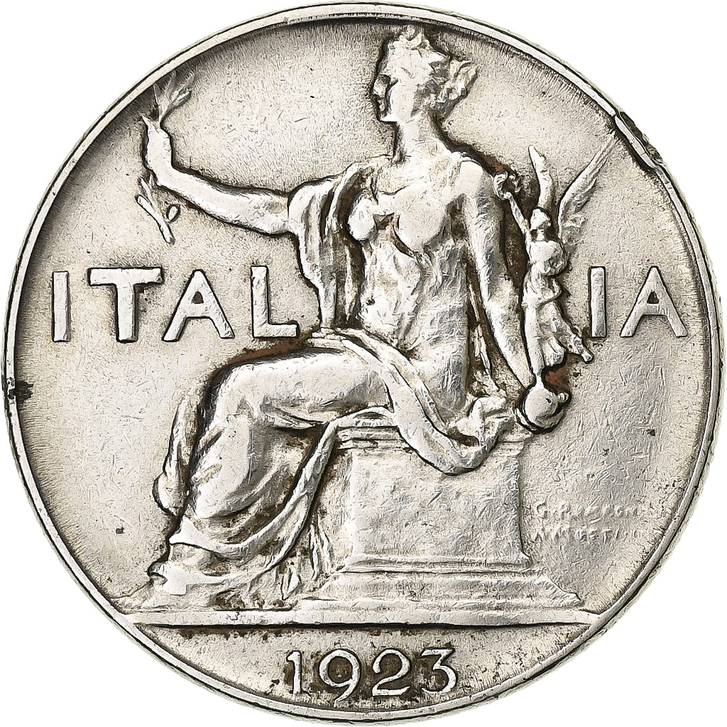 Italia, Vittorio Emanuele III, Lira, 1923, Rome, Nichel, BB, KM:62