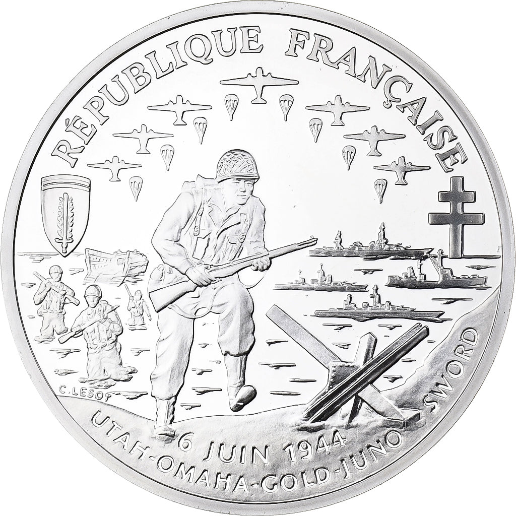 France, Franc, 50e Anniversaire du Débarquement Allié, 1993, Monnaie de Paris