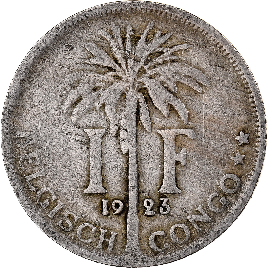 Belgian Congo, Albert I, Franc, 1923, Copper-nickel, VF(30-35), KM:21