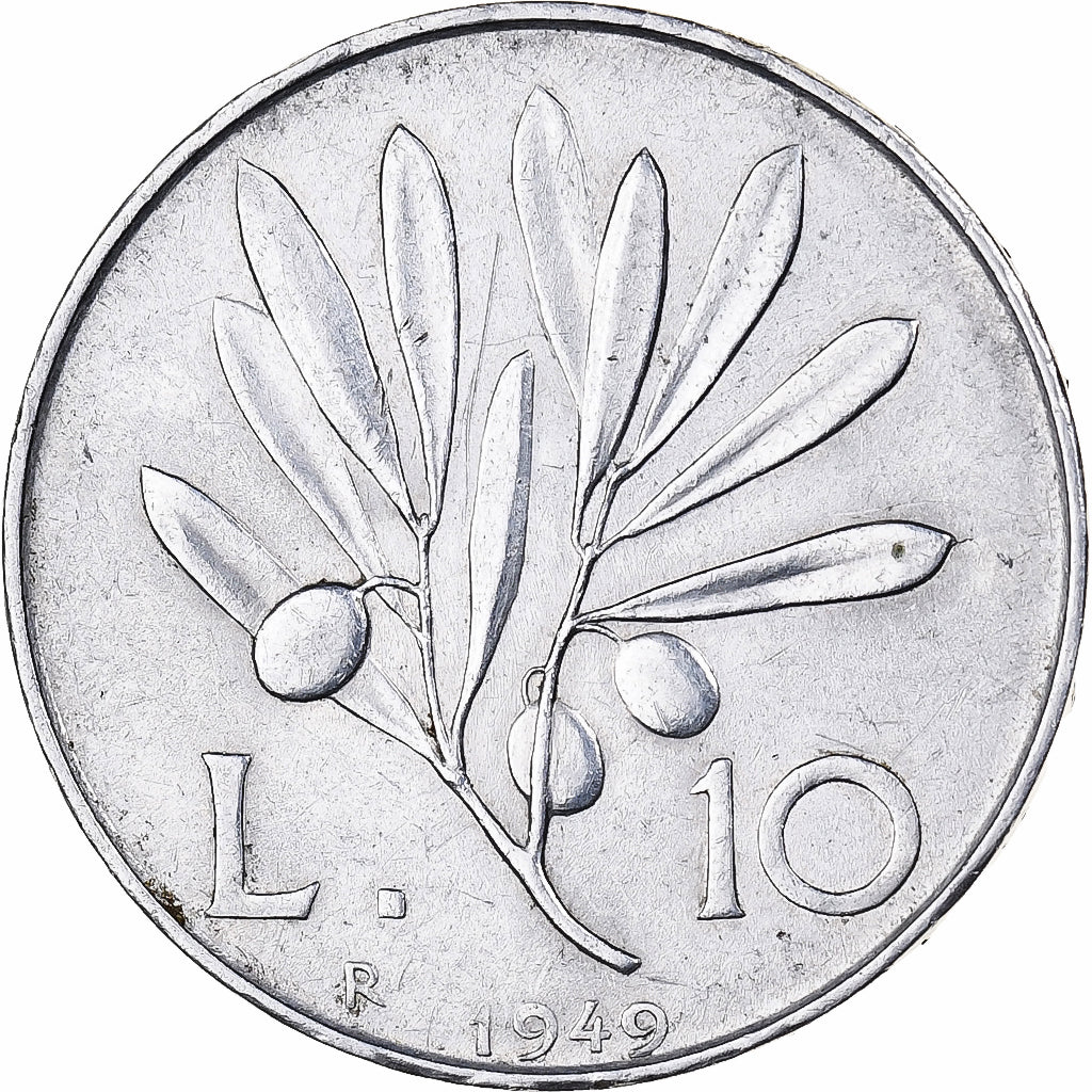 Italia, 10 Lire, 1949, Rome, Aluminio, EBC, KM:90