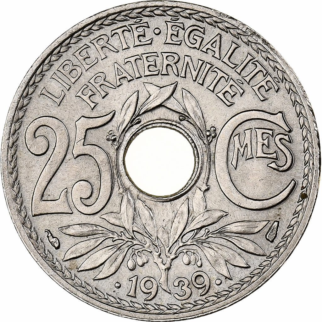 Francia, 25 Centimes, Lindauer, .1939., Paris, Níquel - bronce, EBC