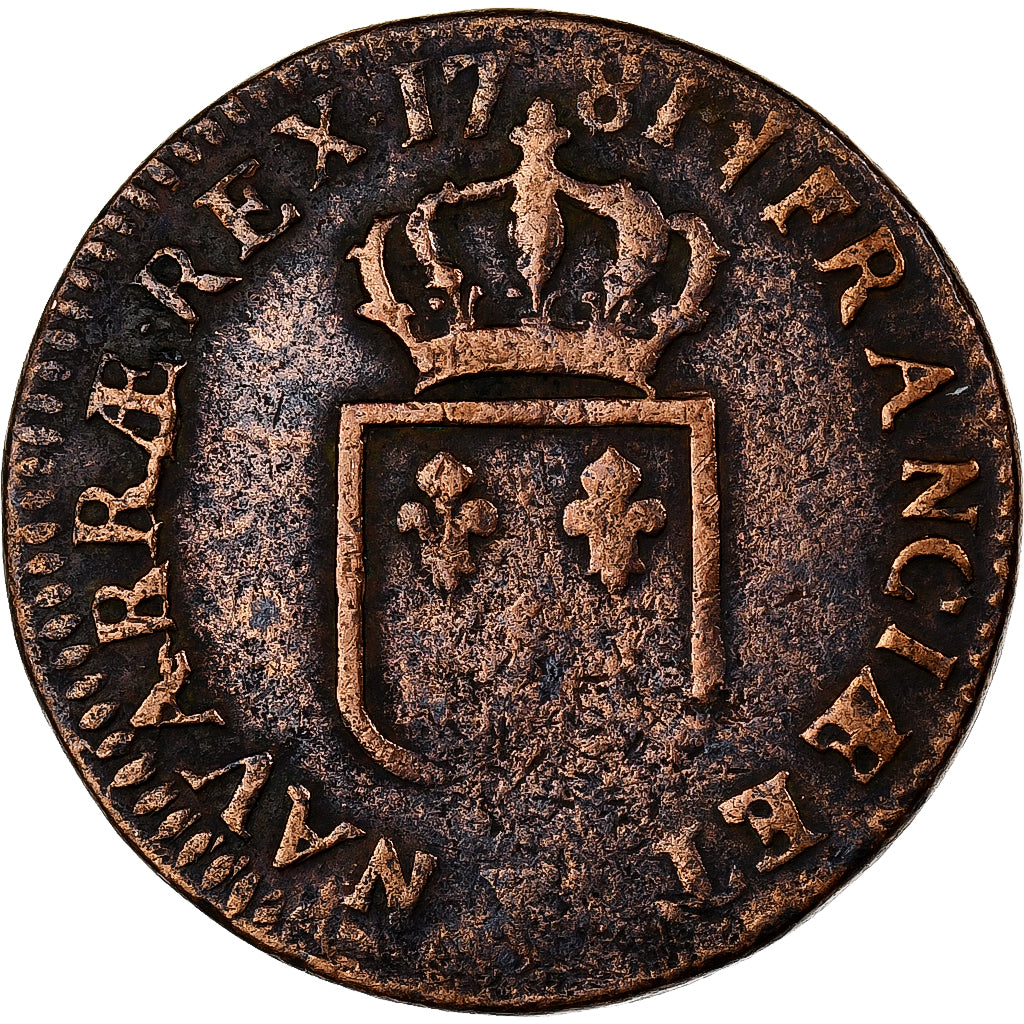 Frankreich, Louis XVI, Sol, 1781, Lille, 1er sem, Kupfer, S, Gadoury:350