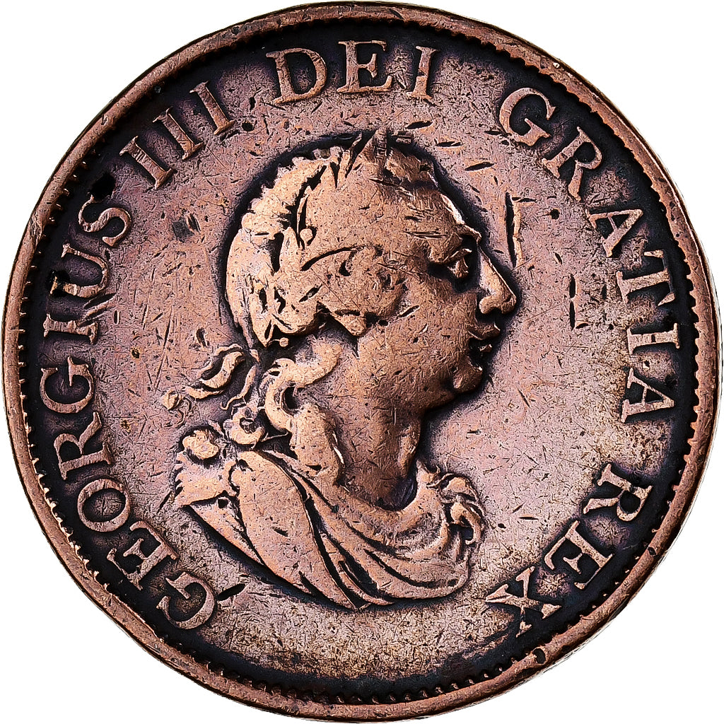 Great Britain, George III, 1/2 Penny, 1799, Copper, VF(30-35), KM:647