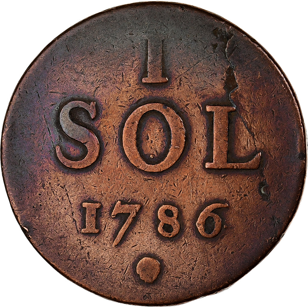 Luxembourg, Joseph II, Sol, 1786, Brussels, Copper, VF(20-25), KM:11