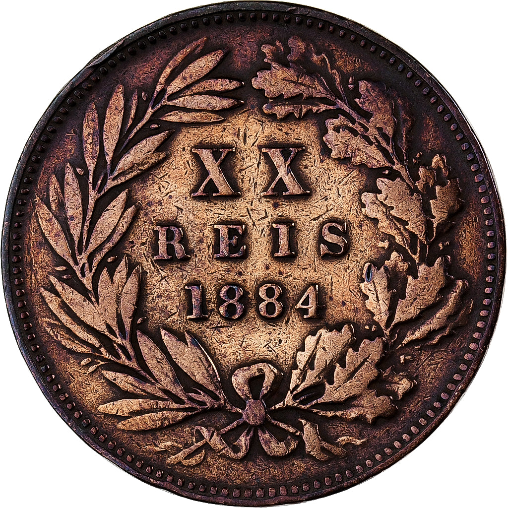 Portogallo, Luiz I, 20 Reis, 1884, Bronzo, MB+, KM:527