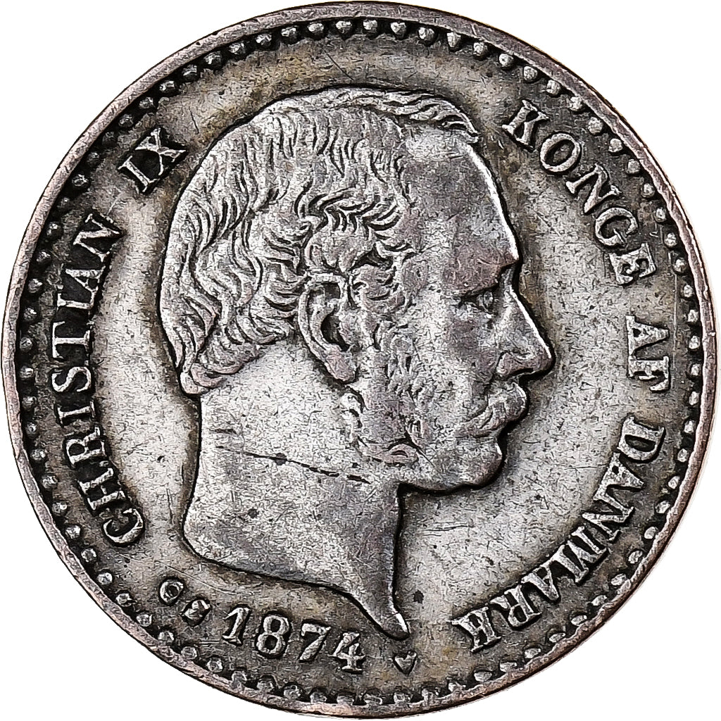 Danemark, Christian IX, 10 Öre, 1874, Copenhagen, Argent, TTB, KM:795.1