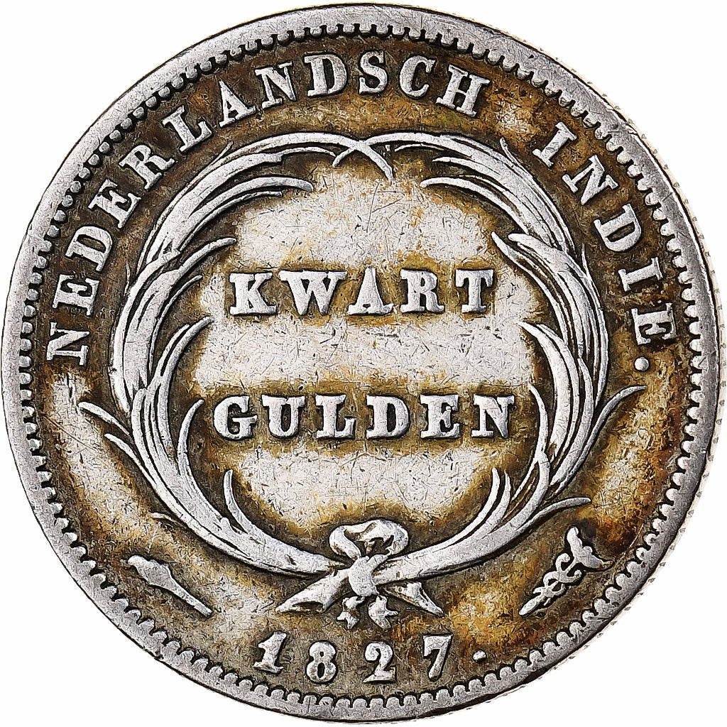 NETHERLANDS EAST INDIES, William I, 1/4 Gulden, 1827, Utrecht, Silver