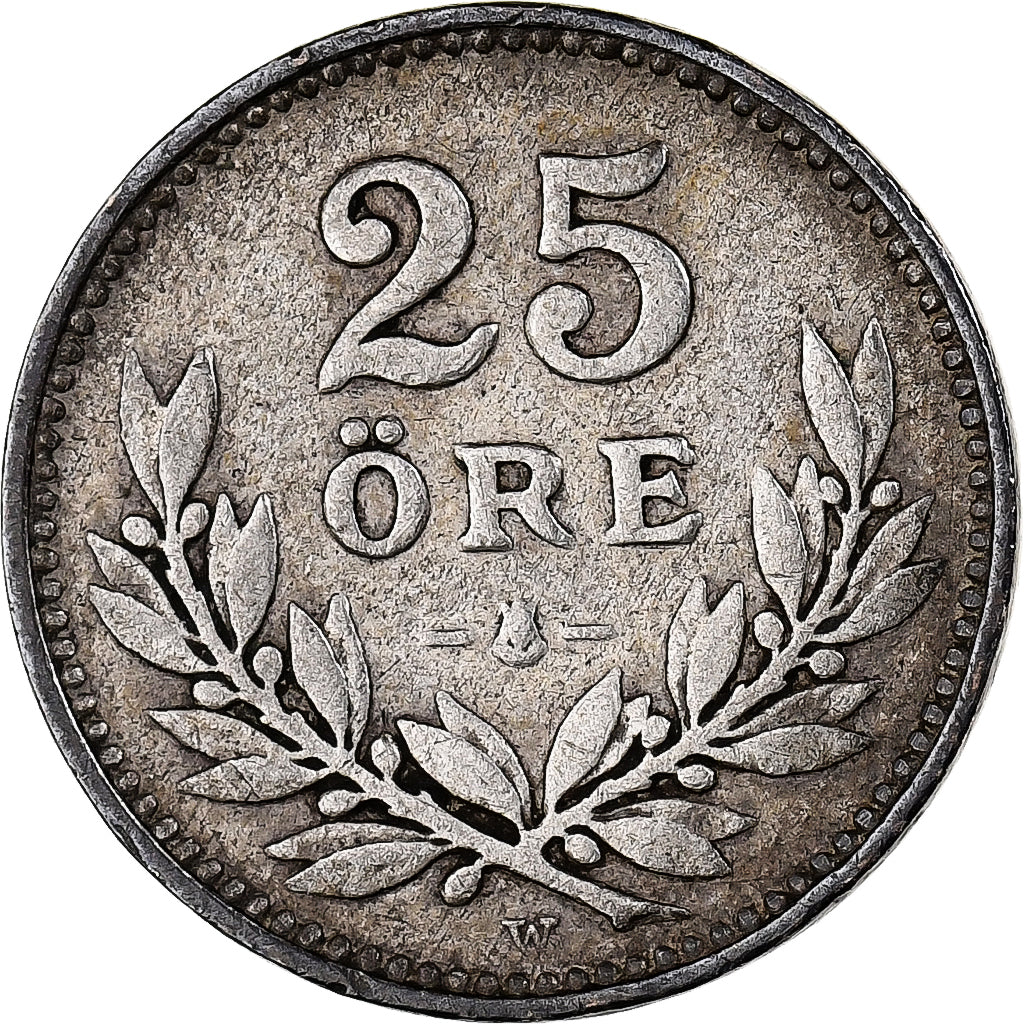 Suède, Gustaf V, 25 Öre, 1919, Argent, TTB, KM:785