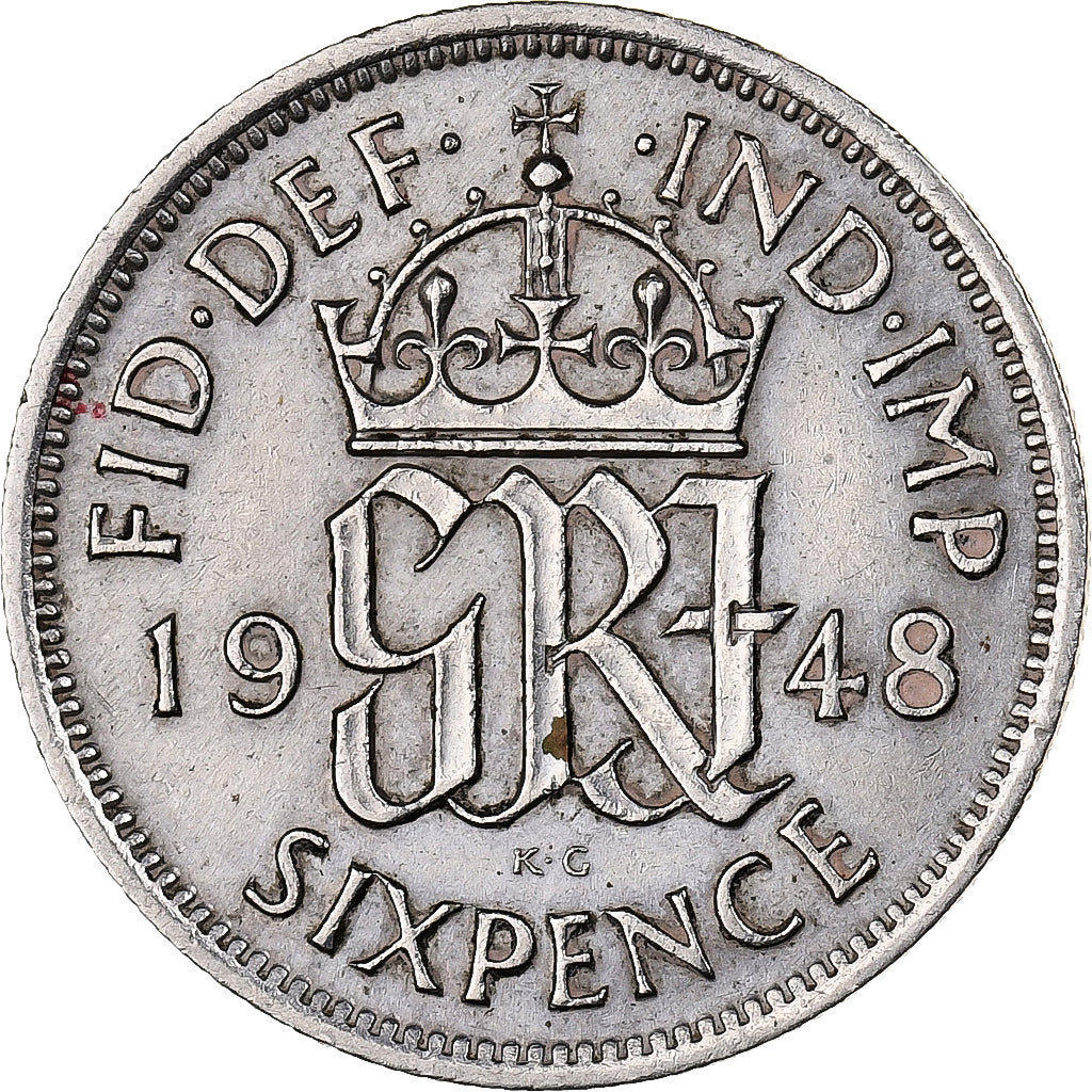 Great Britain, George VI, 6 Pence, 1948, Copper-nickel, EF(40-45), KM:862