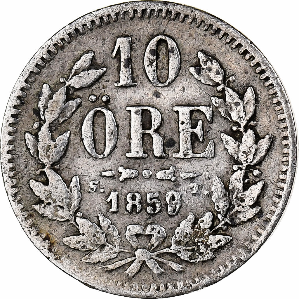 Sweden, Oscar I, 10 Öre, 1859/8, Silver, VF(30-35), KM:683