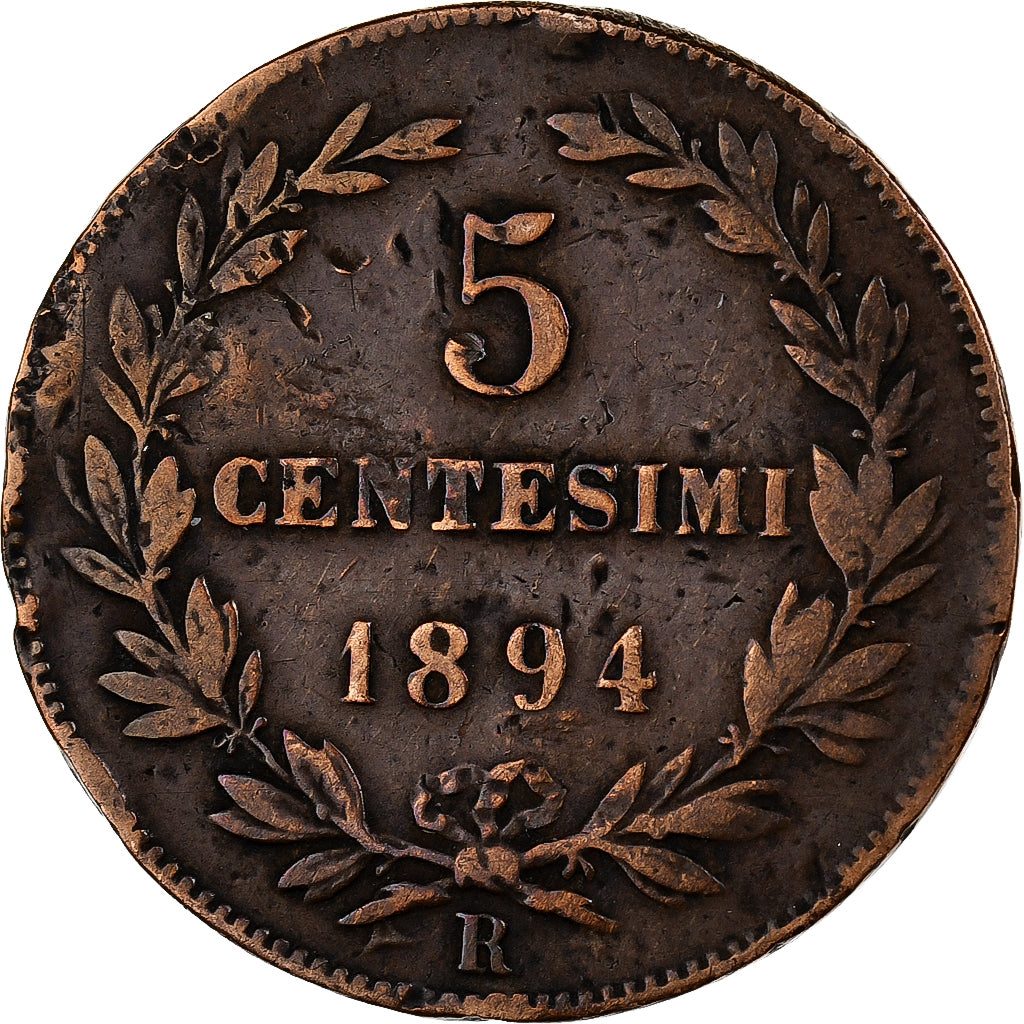 San Marino, 5 Centesimi, 1894, Rome, Copper, VF(30-35), KM:1