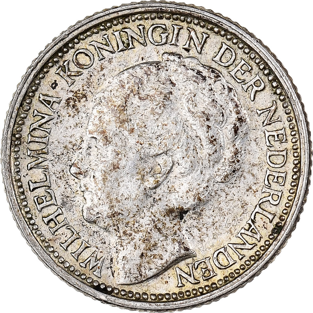 Holandia, Wilhelmina I, 10 Cents, 1939, Srebro, EF(40-45), KM:163