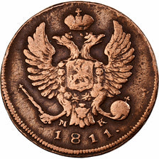 Russia, Alexander I, Denga, 1/2 Kopek, 1811, Izhora, Copper, EF(40-45), KM:116.4