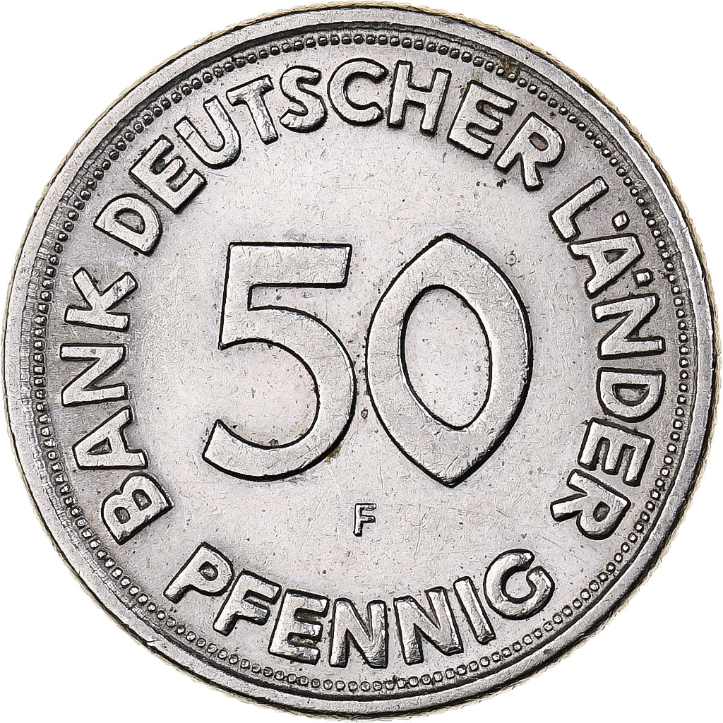 GERMANY - FEDERAL REPUBLIC, 50 Pfennig, 1949, Stuttgart, Copper-nickel
