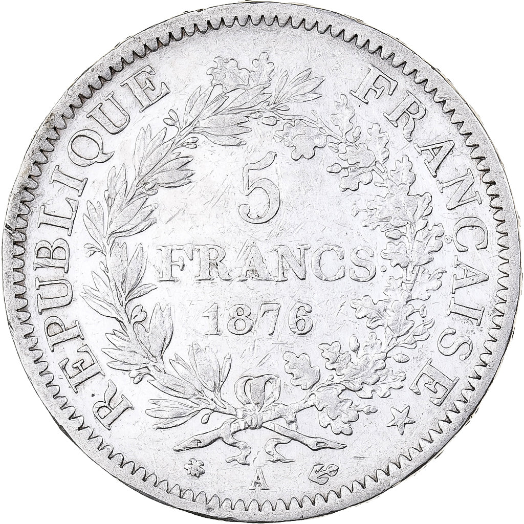 France, 5 Francs, Hercule, 1876, Paris, Silver, EF(40-45), Gadoury:745a
