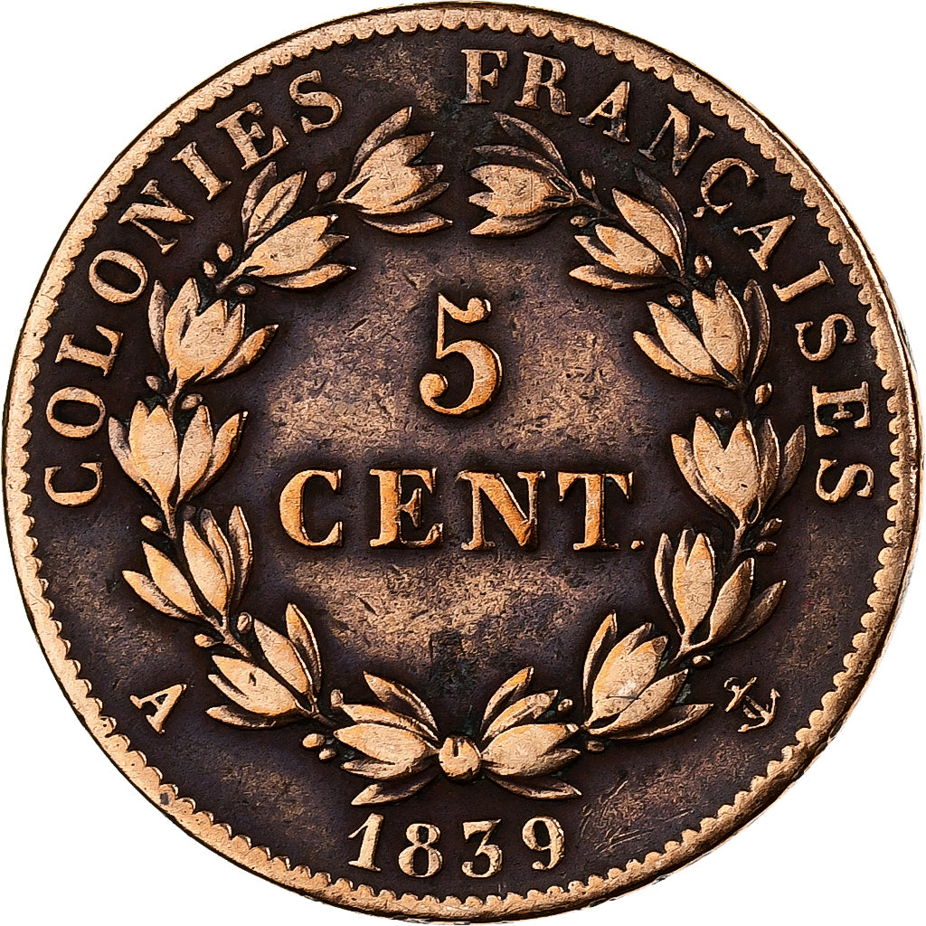 Französische Kolonien, Louis - Philippe, 5 Centimes, 1939, Paris, Bronze, SS