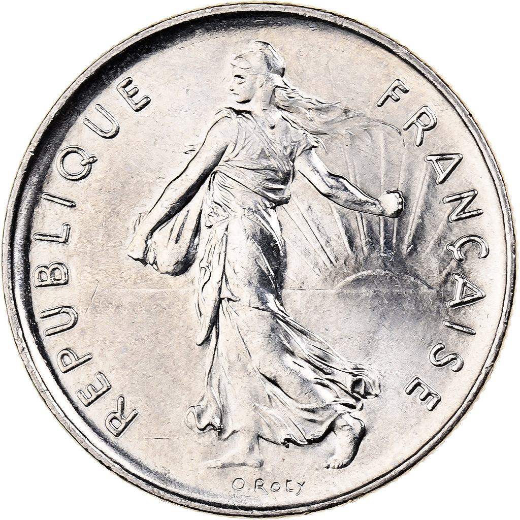 Francja, 5 Francs, Semeuse, 1987, Paris, BU, Nikiel powlekany miedzią i niklem
