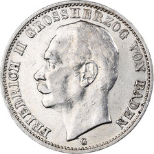Deutsch Staaten, BADEN, Friedrich II, 3 Mark, 1910, Karlsruhe, Silber, SS