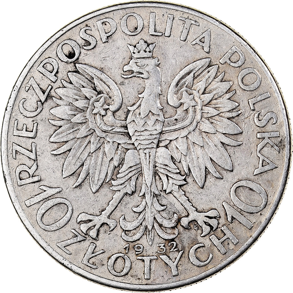 Poland, 10 Zlotych, 1932, Warsaw, Silver, EF(40-45), KM:22
