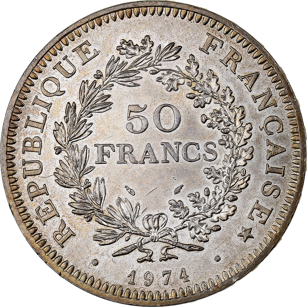 Francja, 50 Francs, Hercule, 1974, Paris, hybrid, Srebro, AU(55-58)
