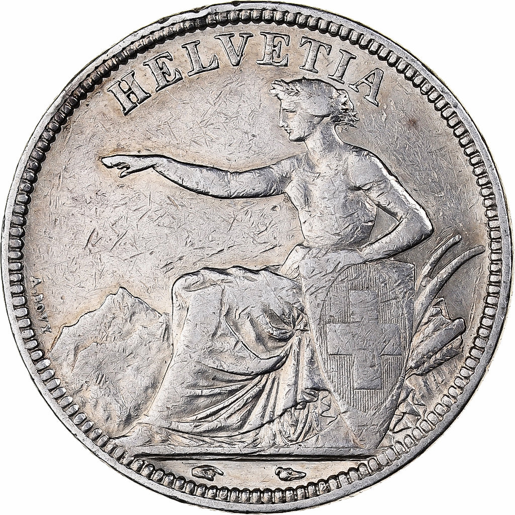 Switzerland, 5 Francs, 1850, Paris, Silver, EF(40-45), KM:11