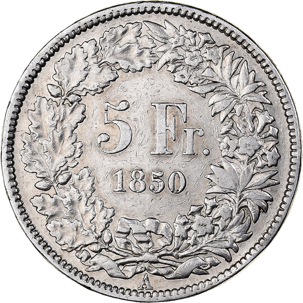 Switzerland, 5 Francs, 1850, Paris, Silver, EF(40-45), KM:11